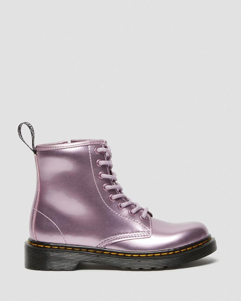 Kids' Dr Martens Junior 1460 Metallic Lace Up Boots Pink | AU 681ILH